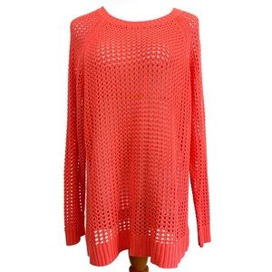 a.n.a. knitted long Sleeve Mesh Style Crew 2X